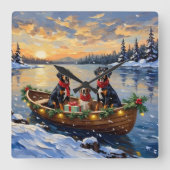 Treeing Walker Coonhound Christmas Boat Holiday Quadratische Wanduhr (Vorderseite)