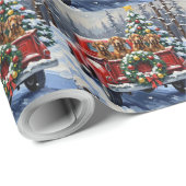 Treeing Walker Coonhound Christmas Red Truck Geschenkpapier (Rolleneckpunkt)