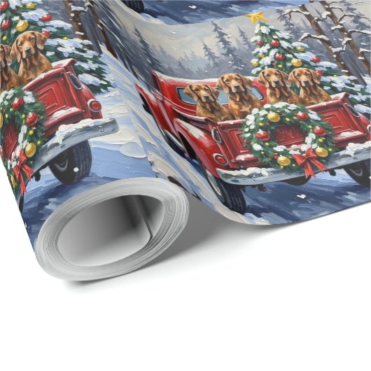Treeing Walker Coonhound Christmas Red Truck Geschenkpapier (Rolleneckpunkt)