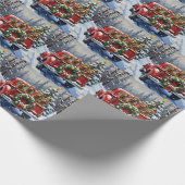 Treeing Walker Coonhound Christmas Red Truck Geschenkpapier (Ecke)