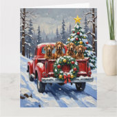 Treeing Walker Coonhound Christmas Red Truck Karte (Vorderseite)