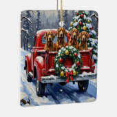 Treeing Walker Coonhound Christmas Red Truck Keramikornament (Rechts)