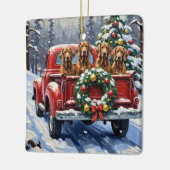 Treeing Walker Coonhound Christmas Red Truck Keramikornament (Links)