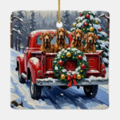 Treeing Walker Coonhound Christmas Red Truck Keramikornament (Rückseite)