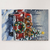 Treeing Walker Coonhound Christmas Red Truck Puzzle (Horizontal)