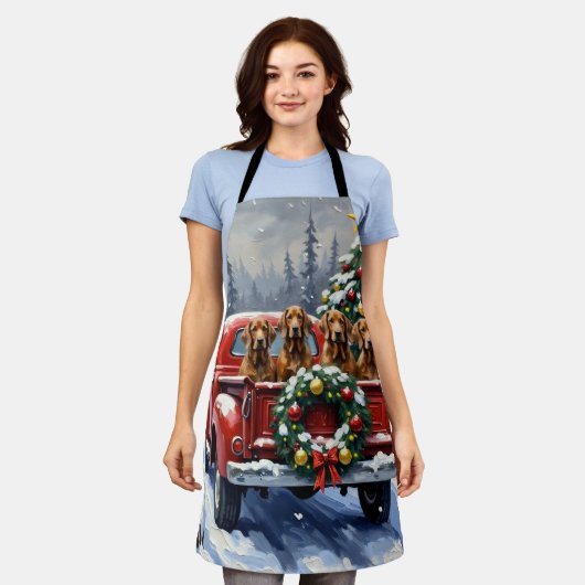 Treeing Walker Coonhound Christmas Red Truck Schürze (Getragen)