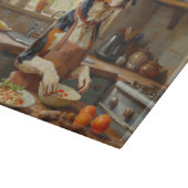 Treeing Walker Coonhound Cooking in Kitchen Schneidebrett (Ecke)