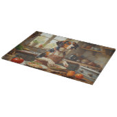 Treeing Walker Coonhound Cooking in Kitchen Schneidebrett (Ecke)