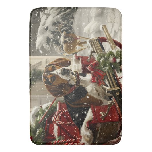Treeing Walker Coonhound Dog Christmas Festive Badematte (Vorderseite Vertikal)