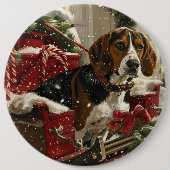 Treeing Walker Coonhound Dog Christmas Festive Button (Vorderseite)