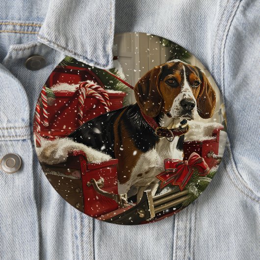 Treeing Walker Coonhound Dog Christmas Festive Button (Beispiel)