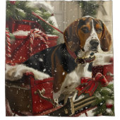 Treeing Walker Coonhound Dog Christmas Festive Duschvorhang (Vorderseite)