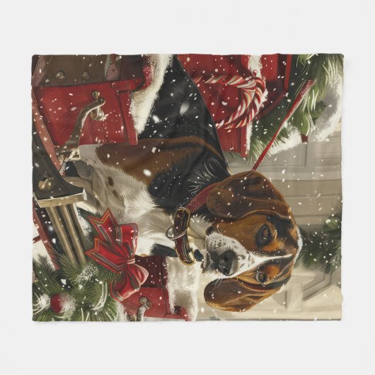 Treeing Walker Coonhound Dog Christmas Festive Fleecedecke (Vorderseite (Horizontal))