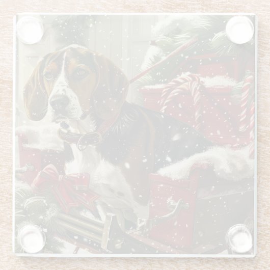 Treeing Walker Coonhound Dog Christmas Festive Glasuntersetzer (Rückseite)