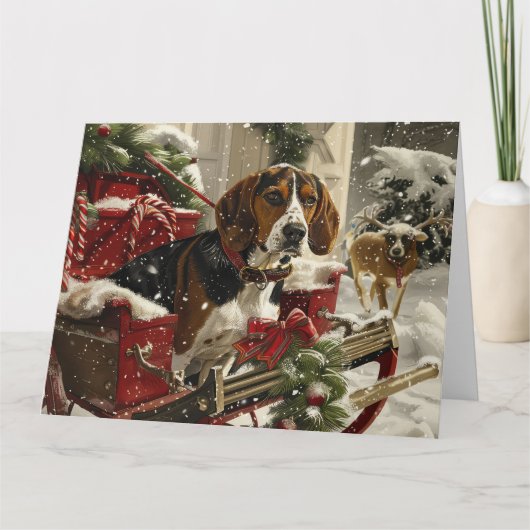 Treeing Walker Coonhound Dog Christmas Festive Karte (Vorderseite)