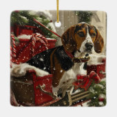 Treeing Walker Coonhound Dog Christmas Festive Keramikornament (Rückseite)