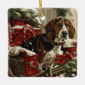 Treeing Walker Coonhound Dog Christmas Festive Keramikornament (Vorderseite)