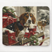 Treeing Walker Coonhound Dog Christmas Festive Mousepad (Vorne)