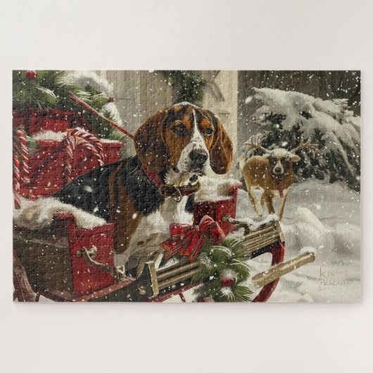 Treeing Walker Coonhound Dog Christmas Festive Puzzle (Horizontal)