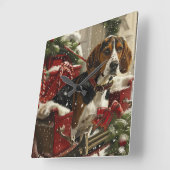 Treeing Walker Coonhound Dog Christmas Festive Quadratische Wanduhr (Winkel)