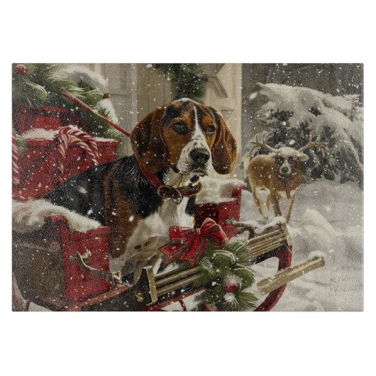 Treeing Walker Coonhound Dog Christmas Festive Schneidebrett (Vorderseite)