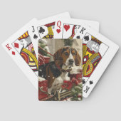 Treeing Walker Coonhound Dog Christmas Festive Spielkarten (Rückseite)