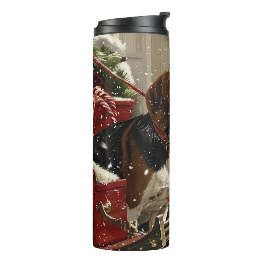 Treeing Walker Coonhound Dog Christmas Festive Thermosbecher (Nach links gedreht)