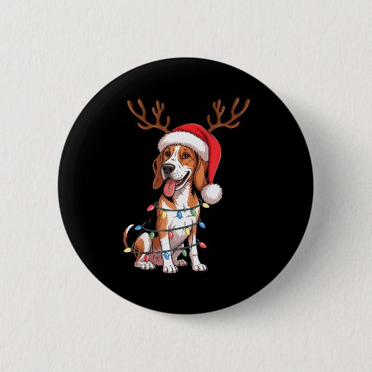 Treeing Walker Coonhound Dog Christmas Lights Sant Button (Vorderseite)