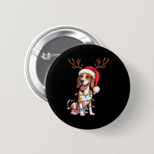 Treeing Walker Coonhound Dog Christmas Lights Sant Button (Vorne & Hinten)