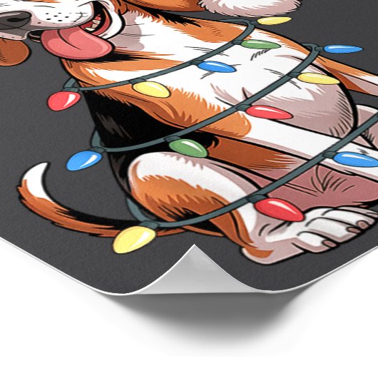 Treeing Walker Coonhound Dog Christmas Lights Sant Poster (Ecke)