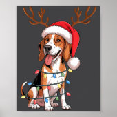 Treeing Walker Coonhound Dog Christmas Lights Sant Poster (Vorne)
