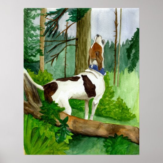 Treeing Walker Coonhound Dog Portrait Poster (Vorne)