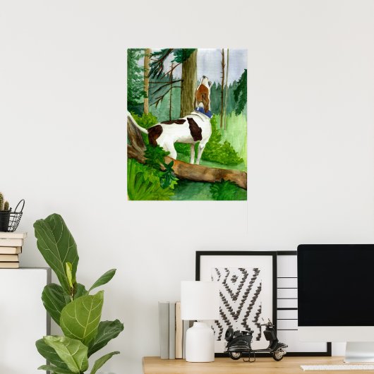 Treeing Walker Coonhound Dog Portrait Poster (Heimbüro)