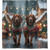 Treeing Walker Coonhound Dogs Christmas Snow  Duschvorhang (Vorderseite)