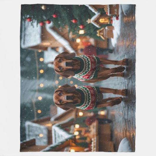 Treeing Walker Coonhound Dogs Christmas Snow  Fleecedecke (Vorderseite)