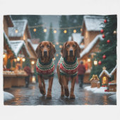Treeing Walker Coonhound Dogs Christmas Snow Fleecedecke (Vorderseite (Horizontal))