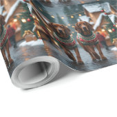 Treeing Walker Coonhound Dogs Christmas Snow  Geschenkpapier (Rolleneckpunkt)