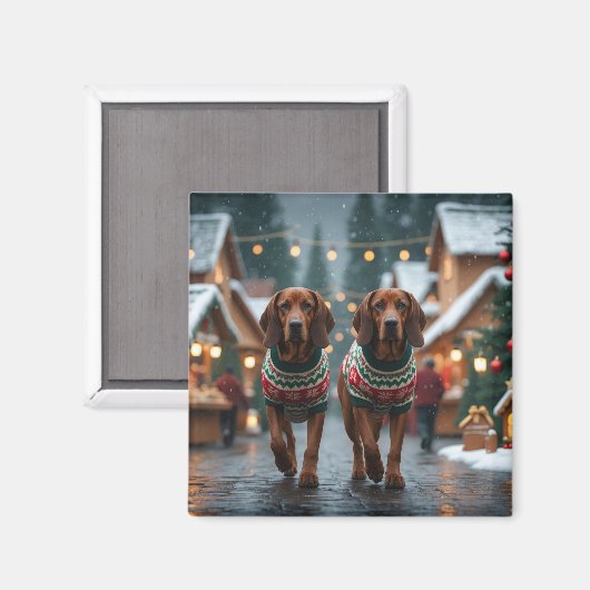 Treeing Walker Coonhound Dogs Christmas Snow Magnet (Vorderseite/Rückseite)