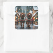 Treeing Walker Coonhound Dogs Christmas Snow Quadratischer Aufkleber (Tasche)