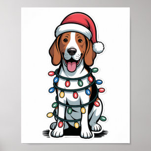 Treeing Walker Coonhound eingewickelt in Weihnacht Poster