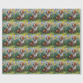 Treeing Walker Coonhound Frühlingsblumen Malerei Geschenkpapier (Flach)