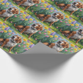 Treeing Walker Coonhound Frühlingsblumen Malerei Geschenkpapier (Ecke)