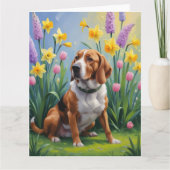 Treeing Walker Coonhound Frühlingsblumenmalerei Karte (Vorderseite)