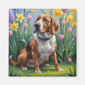 Treeing Walker Coonhound Frühlingsblumenmalerei Magnet (Vorne)