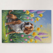 Treeing Walker Coonhound Frühlingsblumenmalerei Puzzle (Horizontal)