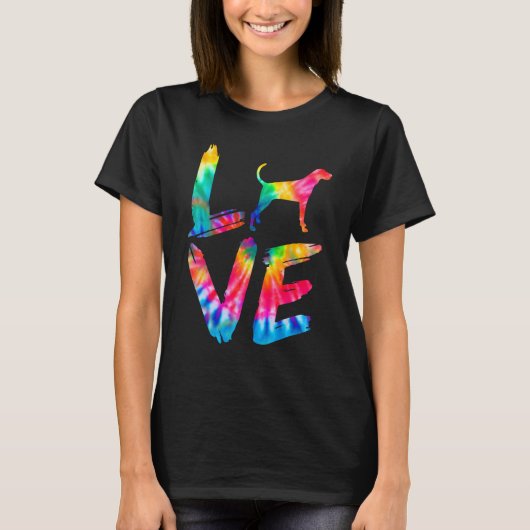 Treeing Walker Coonhound Gefärbte Krawatte Liebe D T-Shirt (Vorderseite)