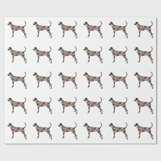Treeing Walker Coonhound Geometrische Silhouette Geschenkpapier (Flach)