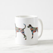Treeing Walker Coonhound Geometrische Silhouette Kaffeetasse (VorderseiteRechts)