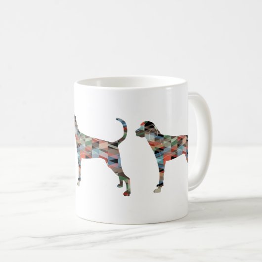 Treeing Walker Coonhound Geometrische Silhouette Kaffeetasse (VorderseiteRechts)