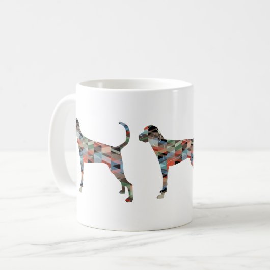 Treeing Walker Coonhound Geometrische Silhouette Kaffeetasse (Vorderseite Links)